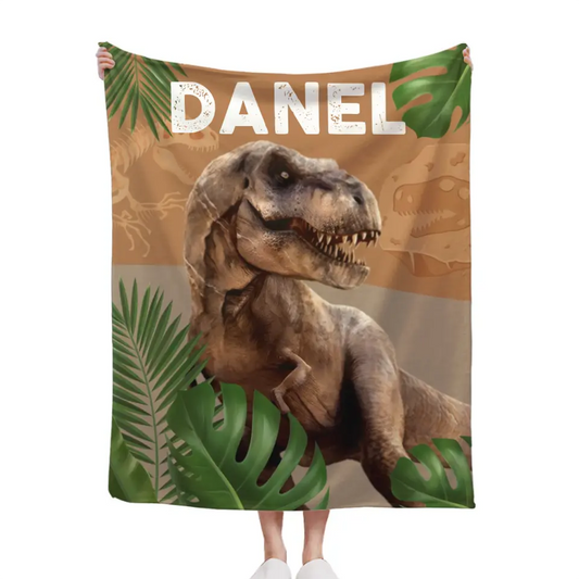 Jurassic Dinosaur T-Rex Children's Personalized Name Custom Blanket