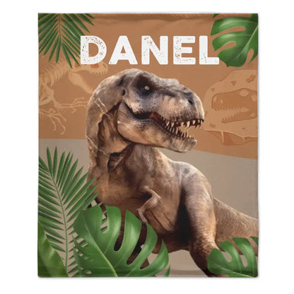 Jurassic Dinosaur T-Rex Children's Personalized Name Custom Blanket