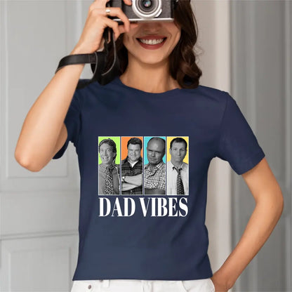 Personalized Dad Vibes Shirt-Customized Four Photos