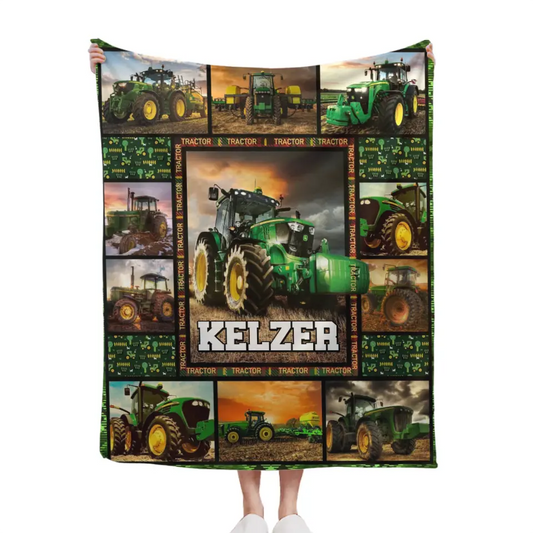 Personalized Tractor Name Blanket
