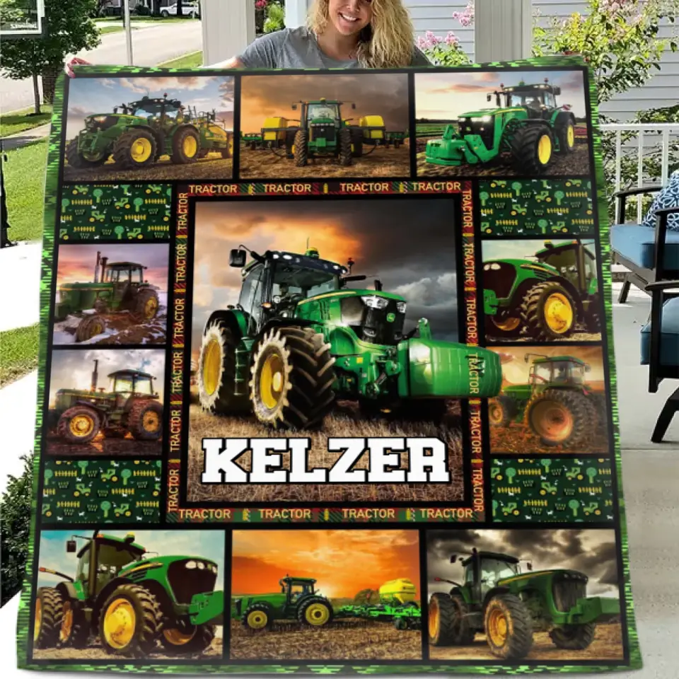 Personalized Tractor Name Blanket