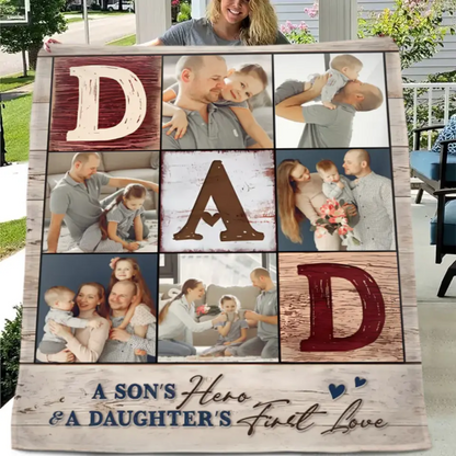 Personalized Family Photo Blanket - Gifts For Dad Husband