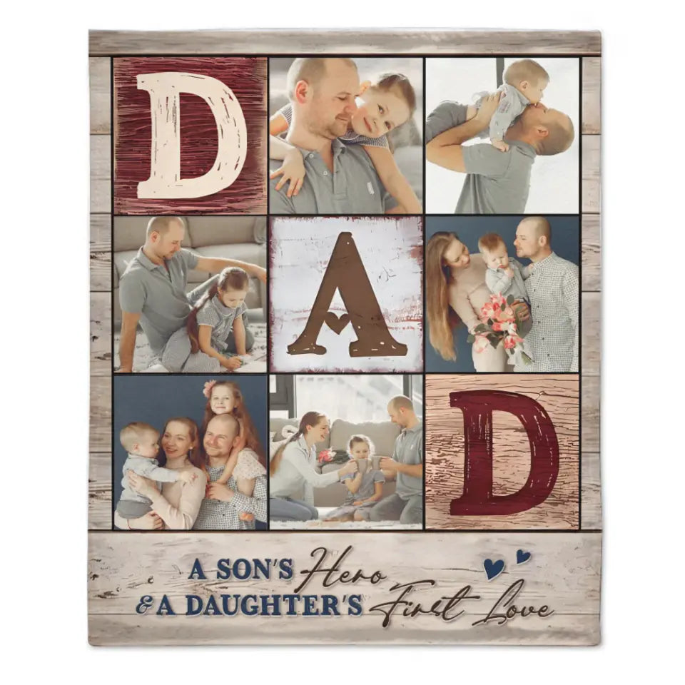 Personalized Family Photo Blanket - Gifts For Dad Husband