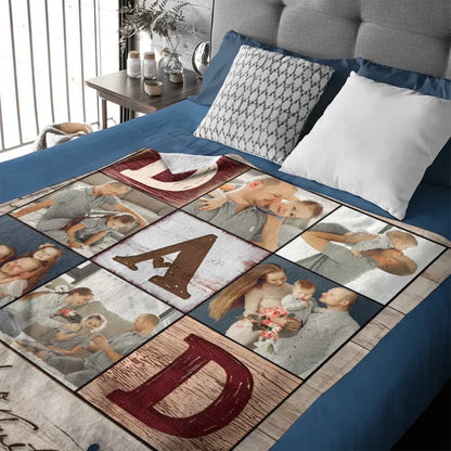 Personalized Family Photo Blanket - Gifts For Dad Husband