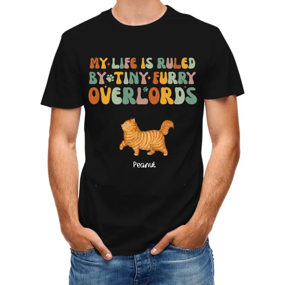 My Life Is Ruled By Tiny Furry Overlords Cat Mom Personalized Sleeve Printed T-shirt