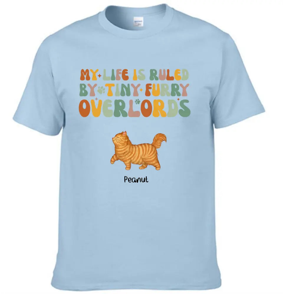My Life Is Ruled By Tiny Furry Overlords Cat Mom Personalized Sleeve Printed T-shirt