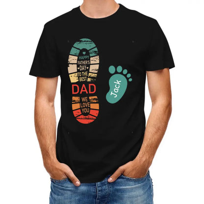 Personalized Dad And Kids Footprints Names Shirt