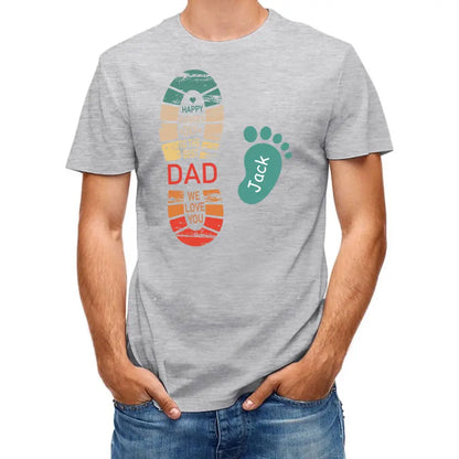 Personalized Dad And Kids Footprints Names Shirt