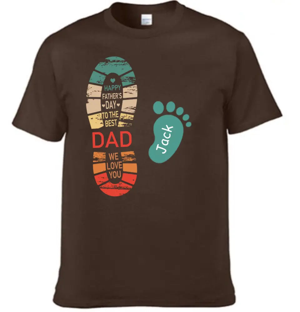 Personalized Dad And Kids Footprints Names Shirt