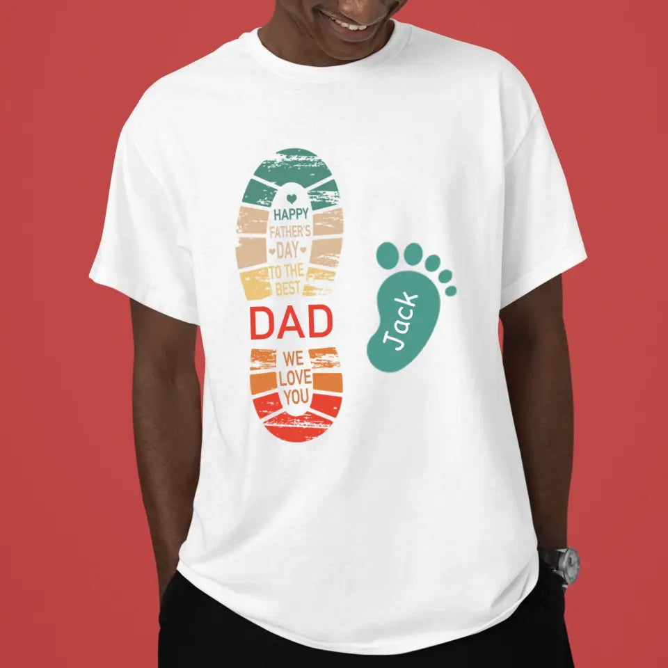 Personalized Dad And Kids Footprints Names Shirt