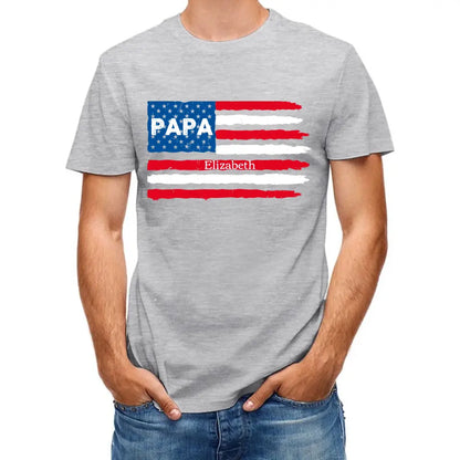 Customized PAPA Name Shirt - American Flag