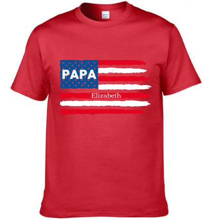 Customized PAPA Name Shirt - American Flag