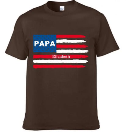 Customized PAPA Name Shirt - American Flag