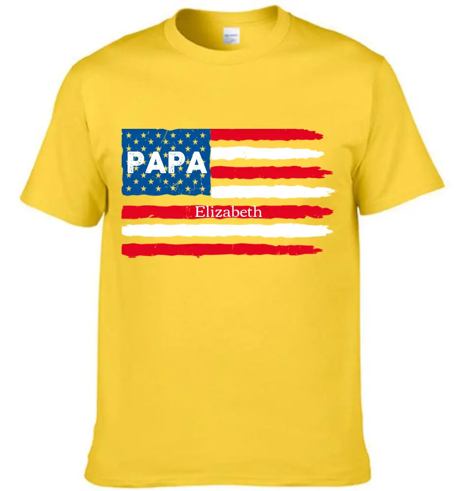 Customized PAPA Name Shirt - American Flag