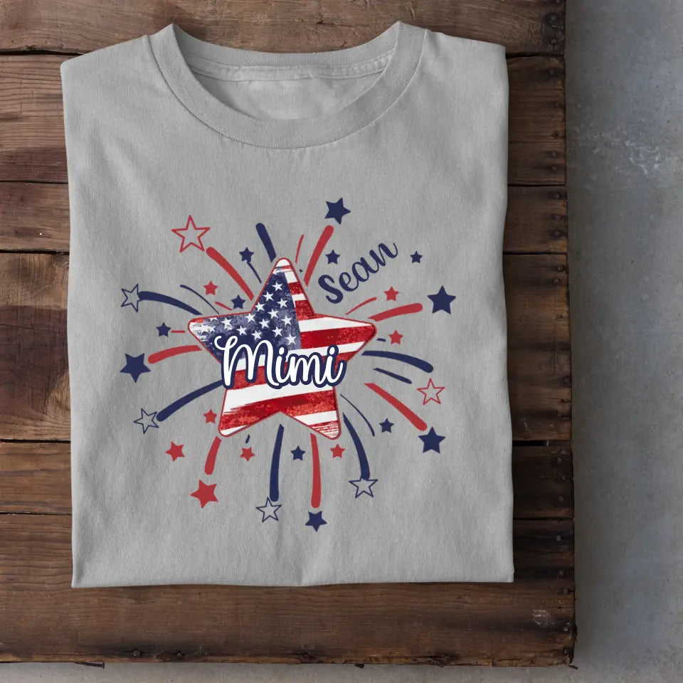 American Flag Star Mimi Mom Personalized Shirt