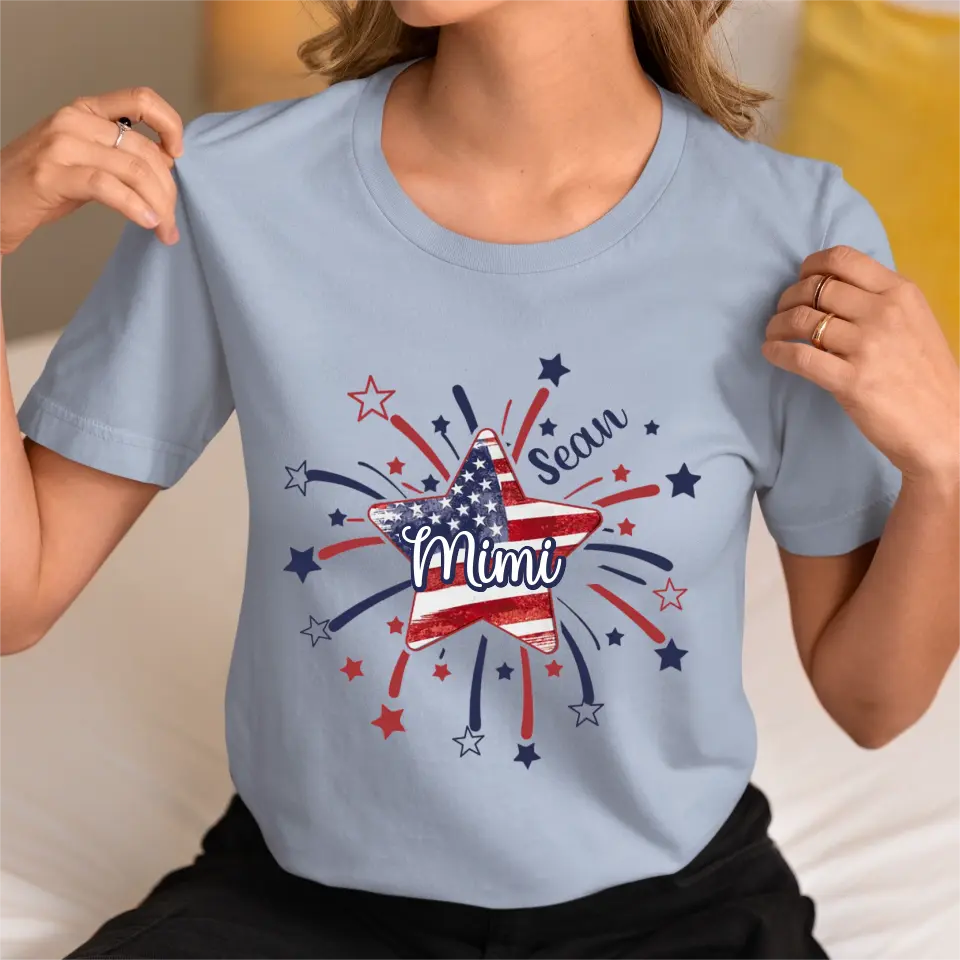 American Flag Star Mimi Mom Personalized Shirt