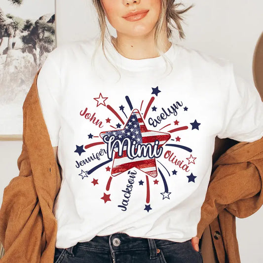 American Flag Star Mimi Mom Personalized Shirt