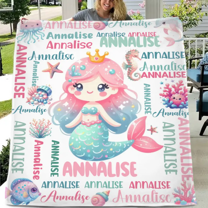 Custom Mermaid Blanket With Baby Names For Boys And Girls