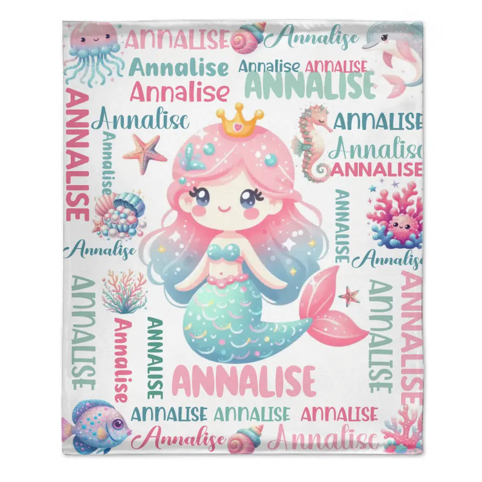 Custom Mermaid Blanket With Baby Names For Boys And Girls