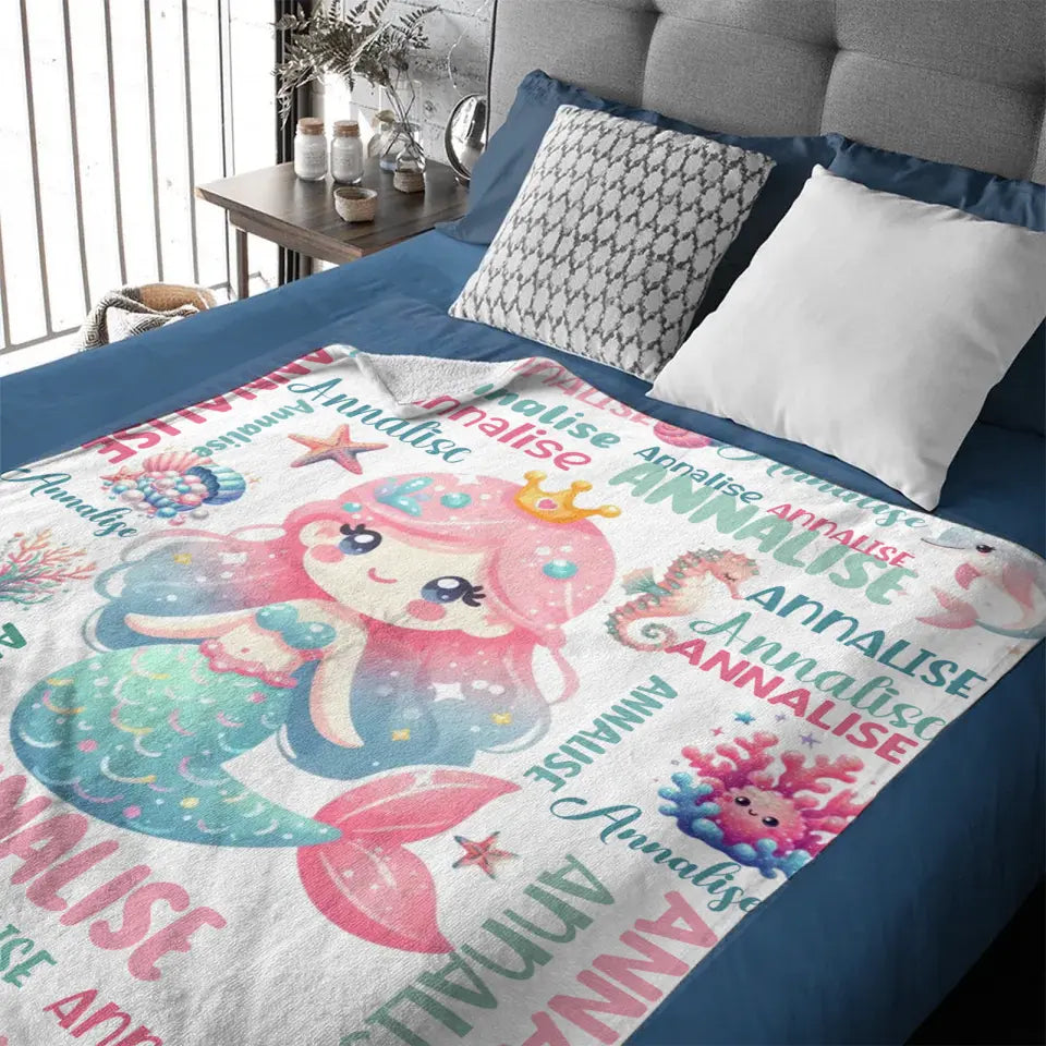 Custom Mermaid Blanket With Baby Names For Boys And Girls