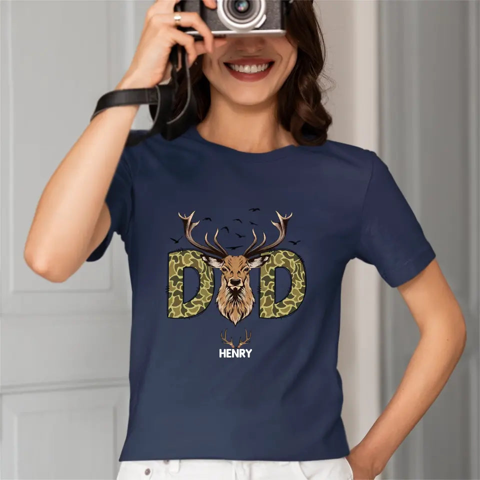 Reindeer Dad Hunting Camouflage Personalized Shirt, Father's Day Gift