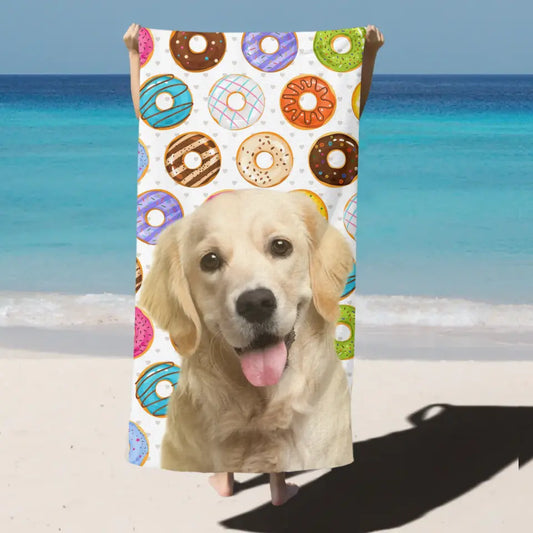 Pet Face Personalized Beach Towel-Pet Portrait Customized Photo Gift