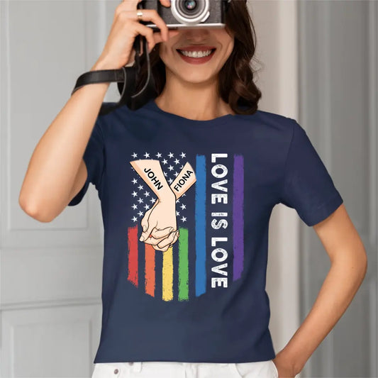 Love Is Love - Personalized Unisex T-shirt For Couples, a Gift For Your Loved One
