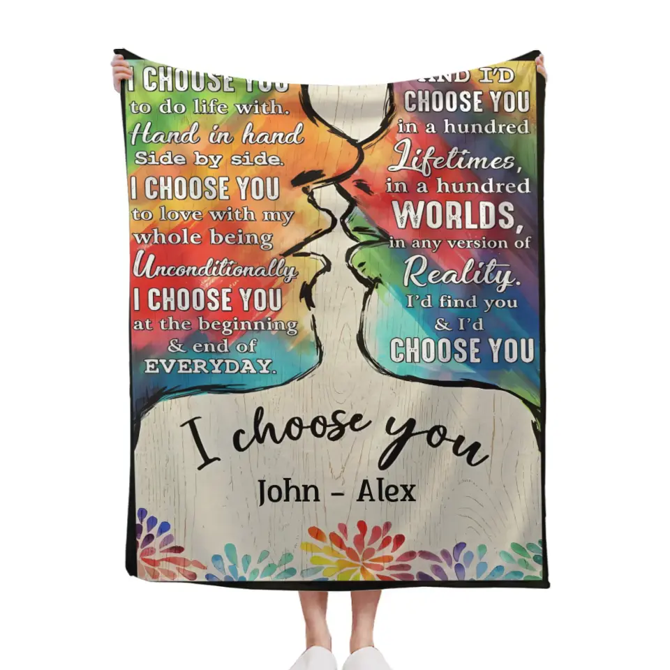I Choose You To Do Life With - Couple Personalized LGBTQ Custom Vertical Canvas Wall Art & Blanket