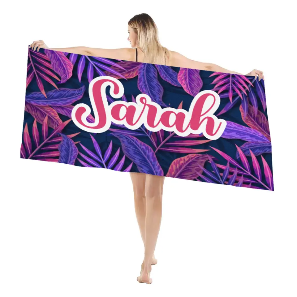 Tropical Personalized Beach Towel With Name