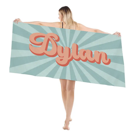 Customized Vintage Style Name Beach Towel Bath Towel Birthday Holiday Gift