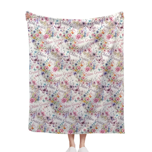 Personalized Wildflower Nursery Baby Blanket