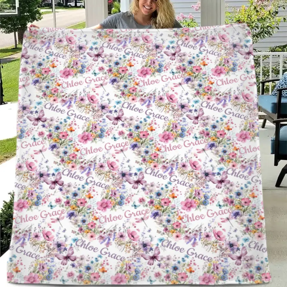 Personalized Wildflower Nursery Baby Blanket