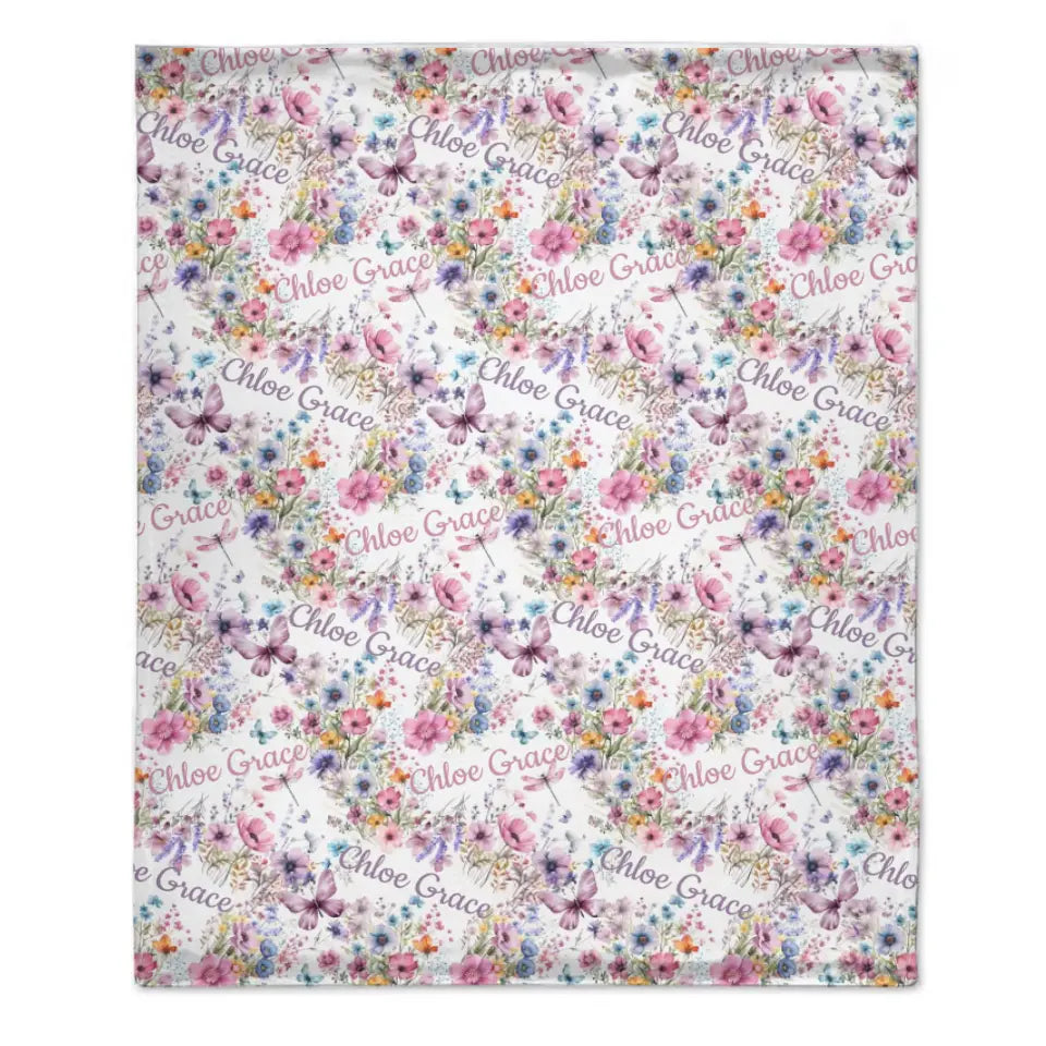 Personalized Wildflower Nursery Baby Blanket