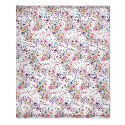 Personalized Wildflower Nursery Baby Blanket