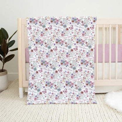 Personalized Wildflower Nursery Baby Blanket