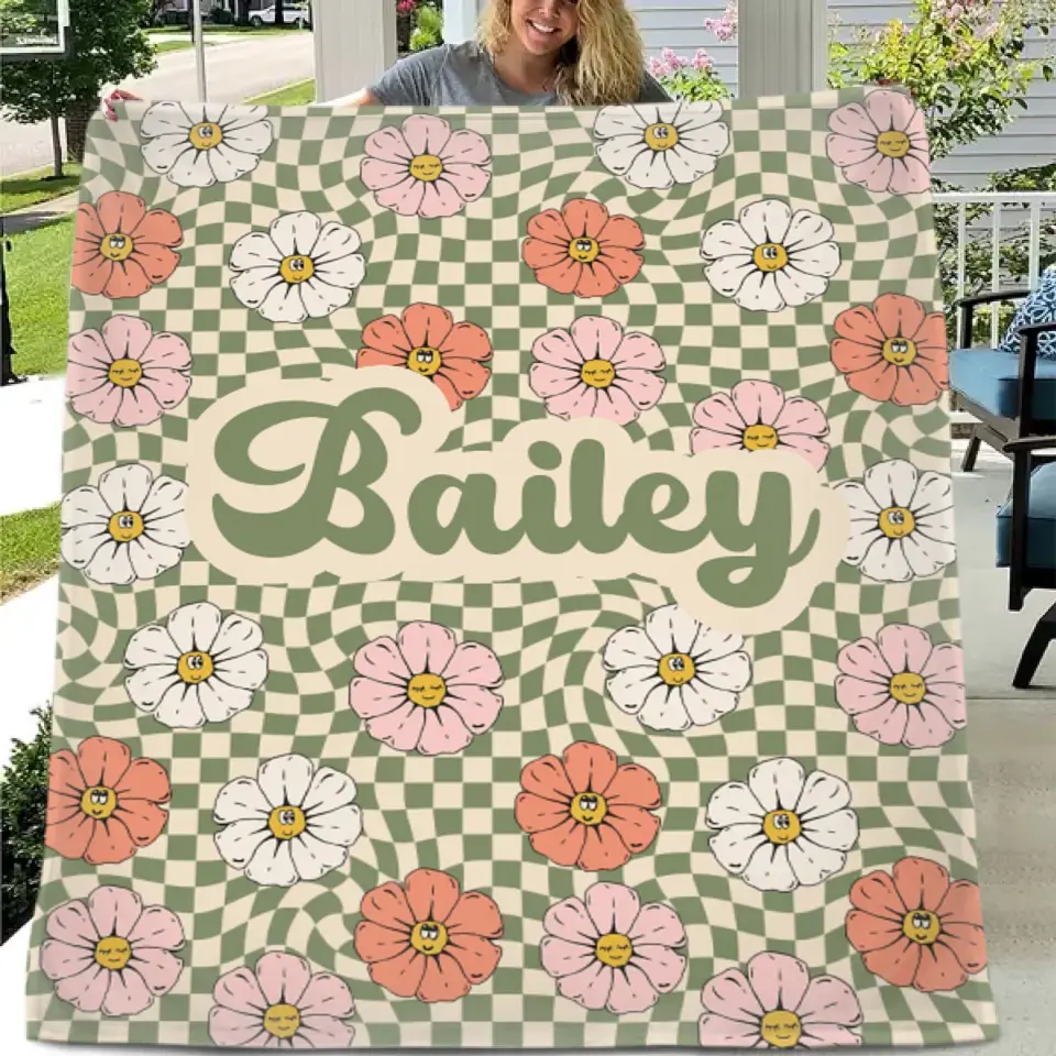 Personalized New Flower Retro Style In Vintage Rustic Style Blanket With Name