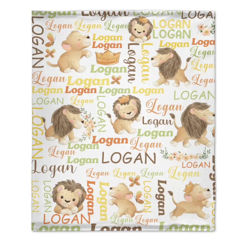 Customized Little Lion Blanket, Customized Baby Name, Crib Decoration, Birthday Gift