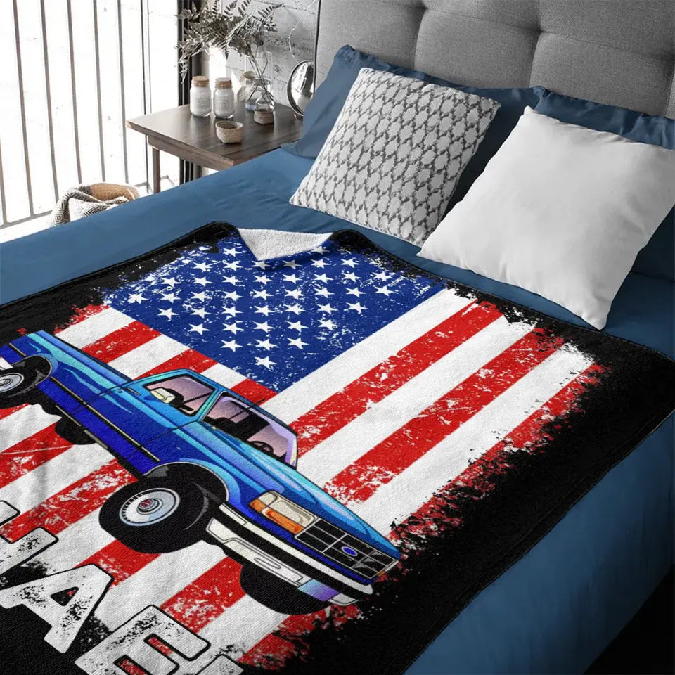 Personalized American Flag Background Car Blanket