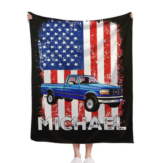 Personalized American Flag Background Car Blanket
