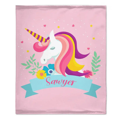 Name Customized Unicorn Blanket - Girls Kids Blanket