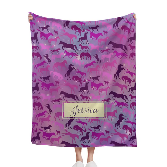Personalized Galaxy Horse Pattern Blanket