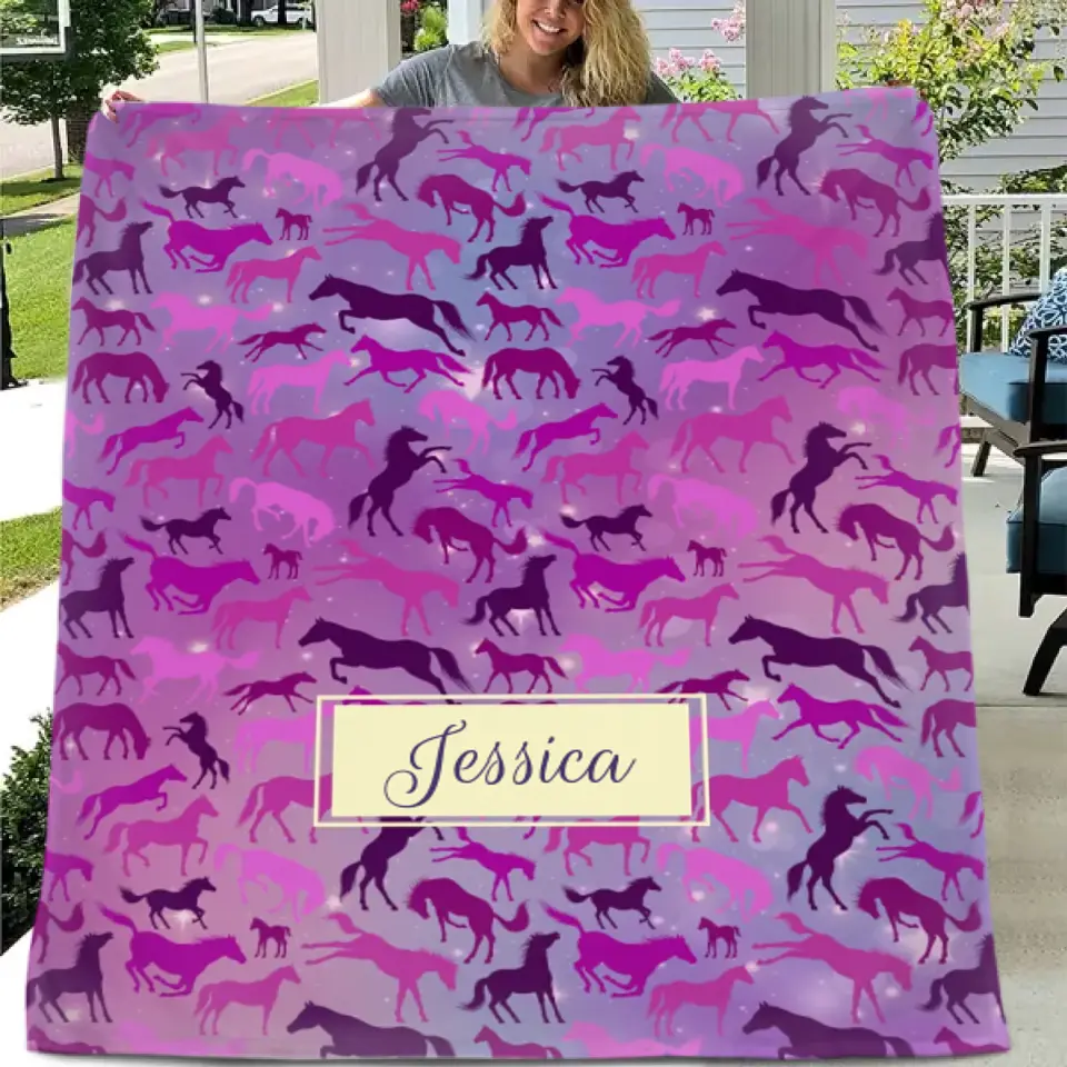 Personalized Galaxy Horse Pattern Blanket