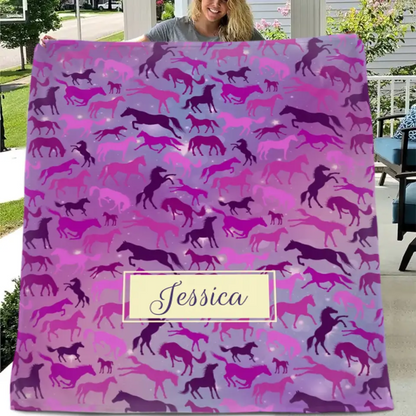 Personalized Galaxy Horse Pattern Blanket