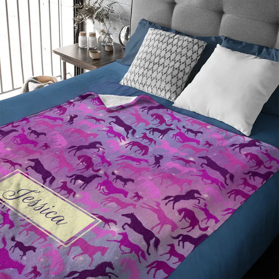 Personalized Galaxy Horse Pattern Blanket