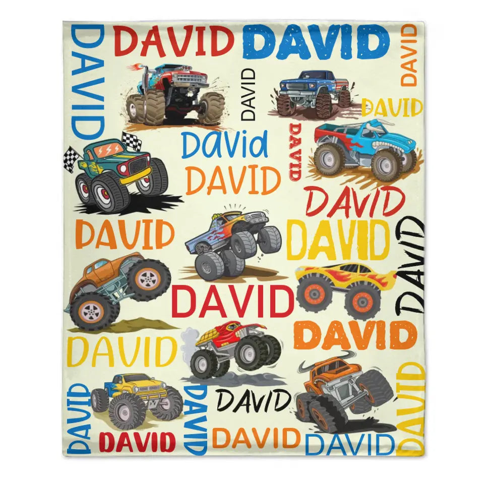 Crazy Truck Blanket - Gifts for Kids - Personalized Name Blanket
