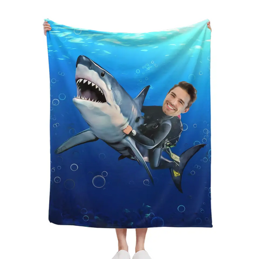 Personalized Kid Riding a Shark,Custom Portrait From Photo - Gifts for Kids and Adults