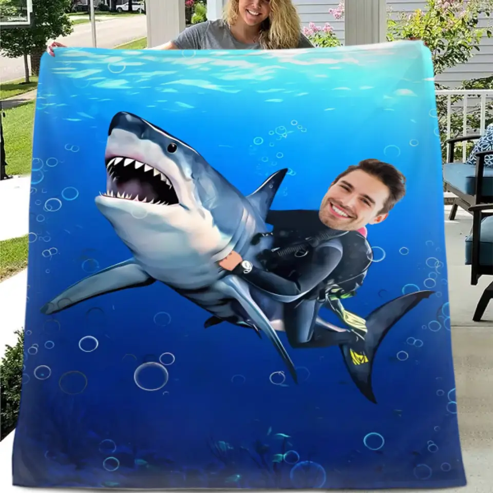 Personalized Kid Riding a Shark,Custom Portrait From Photo - Gifts for Kids and Adults