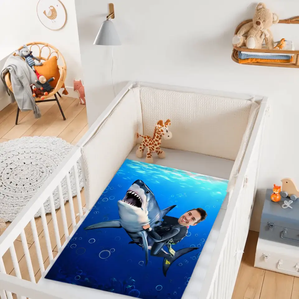 Personalized Kid Riding a Shark,Custom Portrait From Photo - Gifts for Kids and Adults