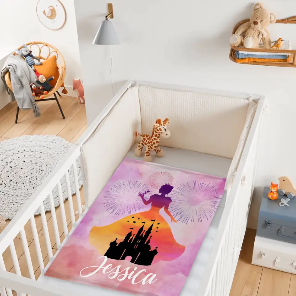 Personalized Princess Blanket for Girls - Pink Room Decor