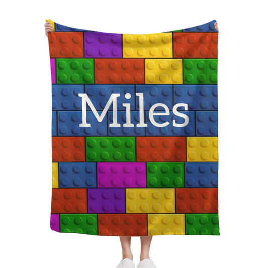 Personalized LEGO Bricks Custom Name Blanket